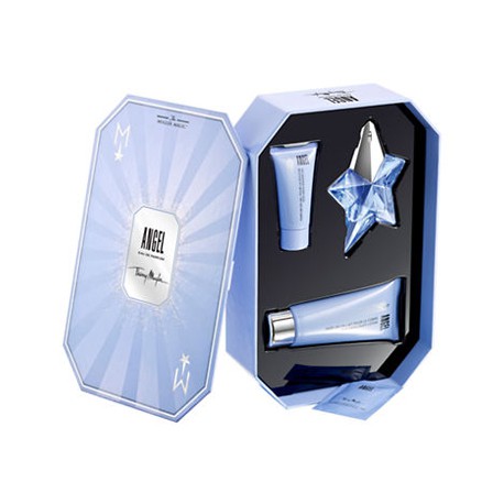 3439600280197 - THIERRY MUGLER ANGEL'EAU DE PERFUME 25ML VAPORIZADOR RECARGABLE + BODY MILK100ML + GEL - PERFUMES