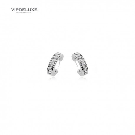8436543830217 - VIPDELUXE SWAROVSKI PENDIENTES CIRCULARES BAÑADOS EN ORO BLANCO - JOYERÍA Y BISUTERÍA