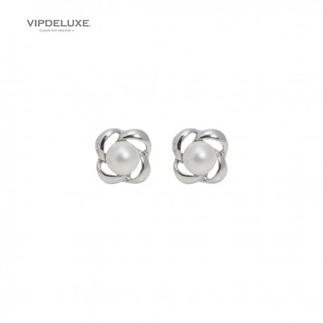 8436543831214 - VIPDELUXE SWAROVSKI PENDIENTES ESPIRAL PERLA BLANCA - JOYERÍA Y BISUTERÍA