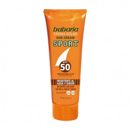 8410412028080 - BABARIA CREMA SOLAR SPORT SPF50 RESISTENTE AL AGUA Y SUDOR 75ML - PROTECCION FACIAL