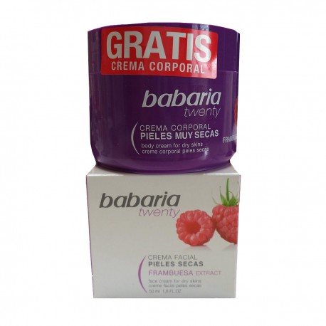 8410412704618 - BABARIA TWENTY CREMA FACIAL PIELES SECAS FRAMBUESA 50ML+BODY PIELES MUY SECAS 250ML - HIDRATACION