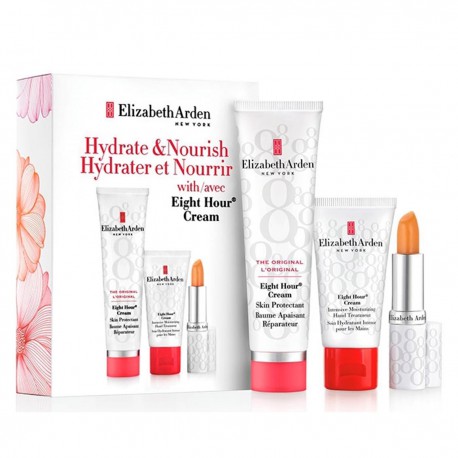 0858055563890 - ELIZABETH ARDEN EIGHT HOUR CREAM SKIN PROTECTANT 50ML+MOISTURIZING HAND TREATMENT 30ML+PROTECTOR LIPSTICK - HIDR