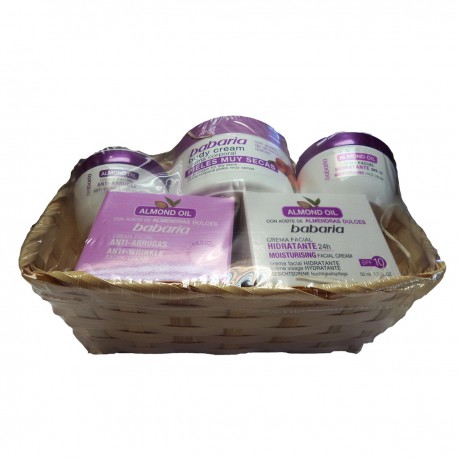 8410412706858 - BABARIA ALMOND OIL CREMA FACIAL ANTI-ARRUGAS 50ML + CREMA HIDRATANTE 24H 50ML + CREMA CORPORAL PIEL MUY SECA + C