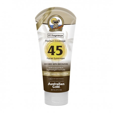 0544027102100 - AUSTRALIAN GOLD PREMIUM COVERAGE BRONZER CREMA FACIAL SPF45 88ML - PROTECCION FACIAL