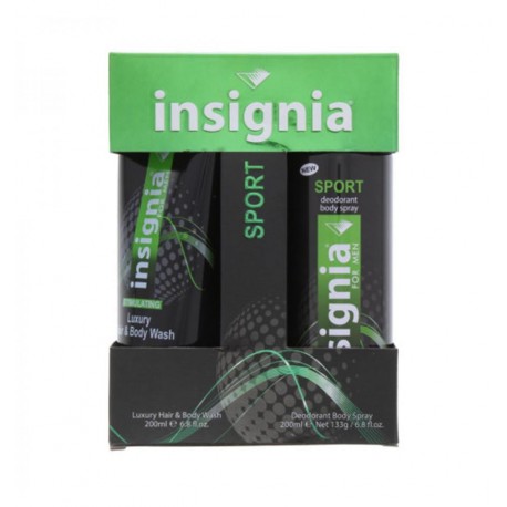 5055116605460 - INSIGNIA FOR MEN SPORT DESODORANTE BODY SPRAY 200ML VAPORIZADOR + LUXURY BODY WASH 200 - DESODORANTE