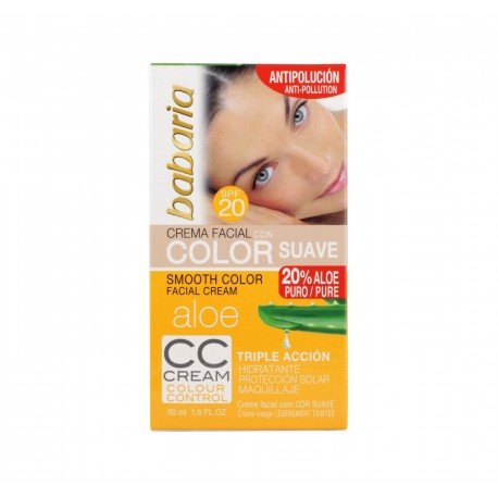 8410412026109 - BABARIA ALOE VERA CREMA FACIAL COLOR SUAVE 50ML - HIDRATACION